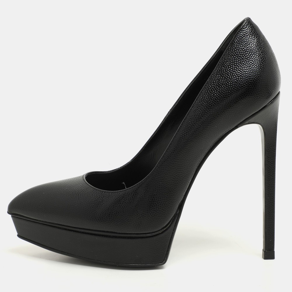 Saint Laurent Black Leather Janis Pumps EU 36 Luxury Heels