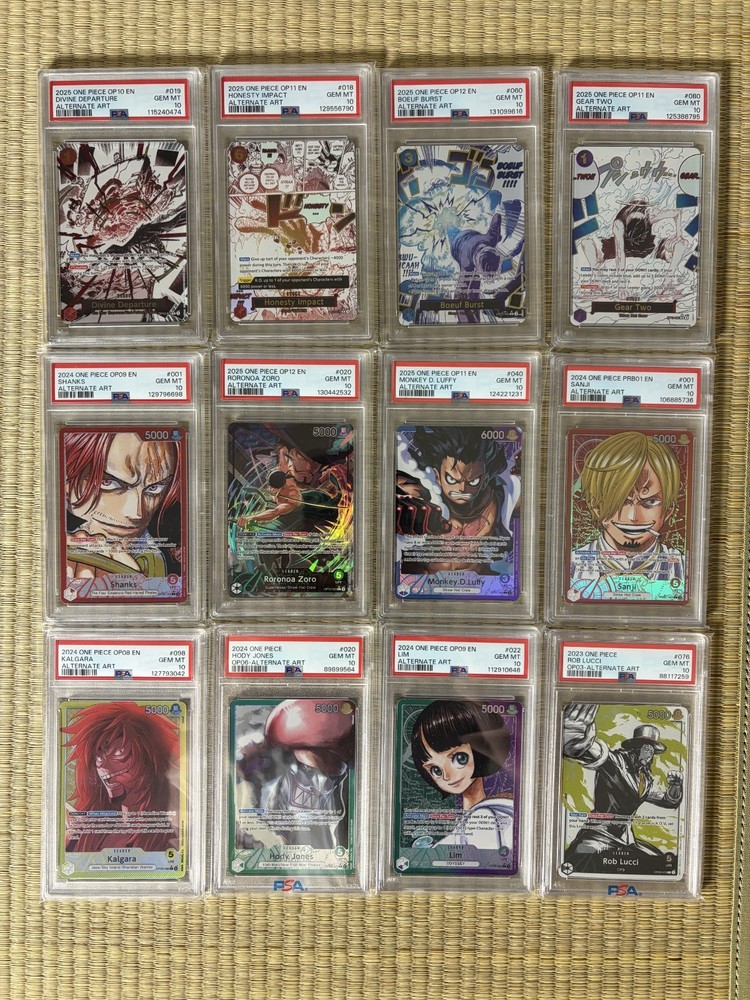Lot of 12 PSA 10 One Piece Slabs - Event Manga, Alt Leaders Luffy Nami Sanji etc