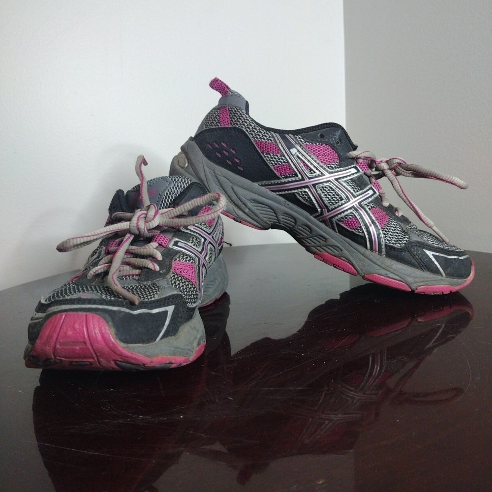 Asics Gel Venture 4 Womens Athletic Running Shoes Size 7 Gray Pink Black T383N