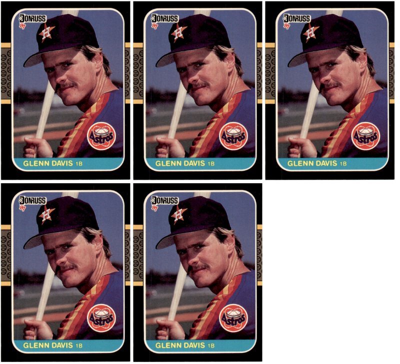 (5) 1987 Donruss #61 Glenn Davis Houston Astros Card Lot