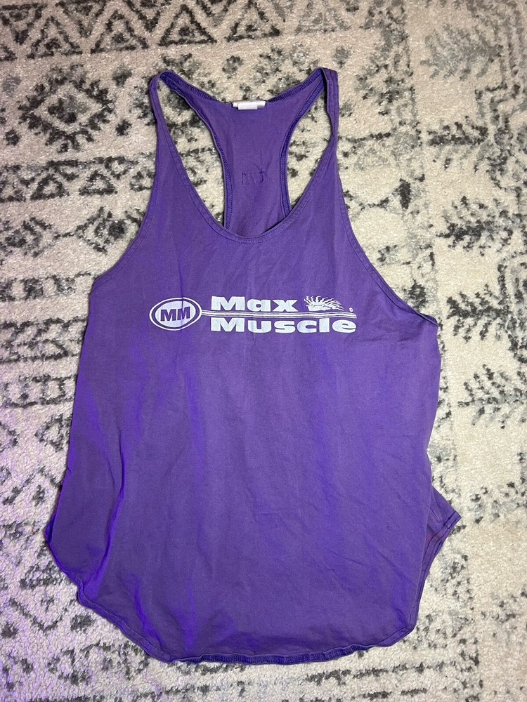 Vintage Max Muscle Gym Training Bodybuilder Faded Purple Tank Size Large