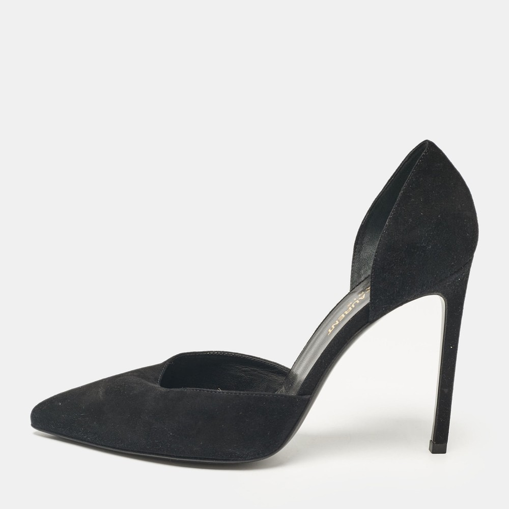 Saint Laurent Black Suede D'orsay Pumps Size 38.5