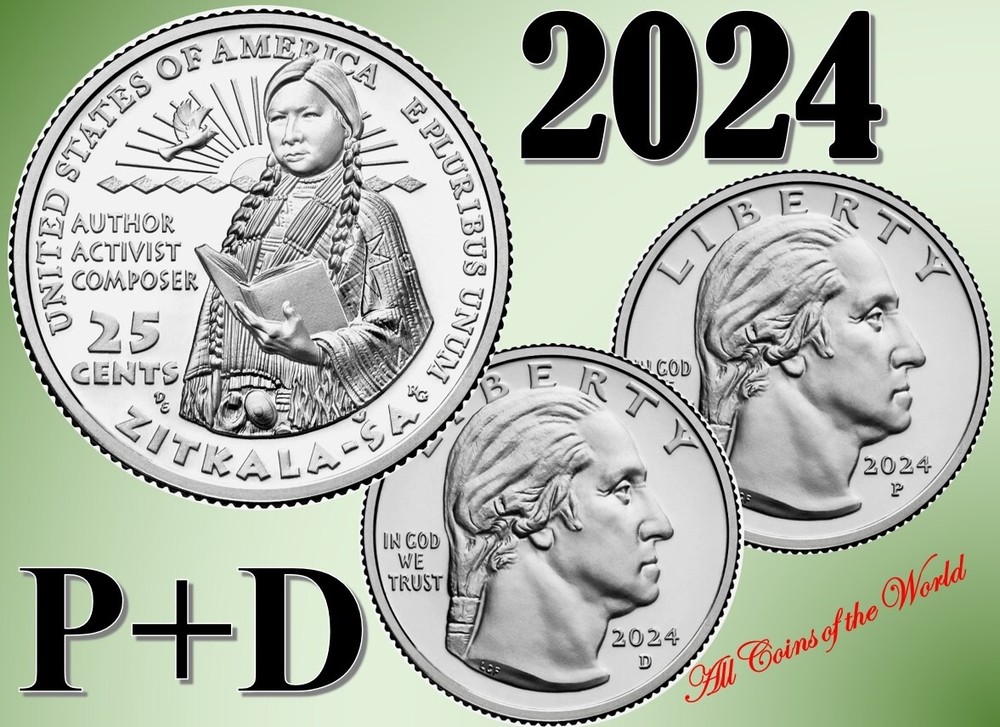 2024 P & D  American Women Quarters - Zitkala-Ša - 2 coins Set - UNC