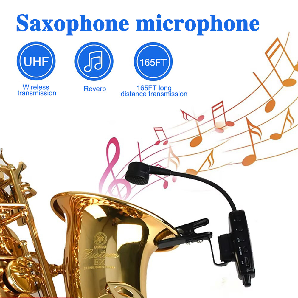 Professional Wireless Saxophone Microphone System for Trumpet Sax Instrument Mic