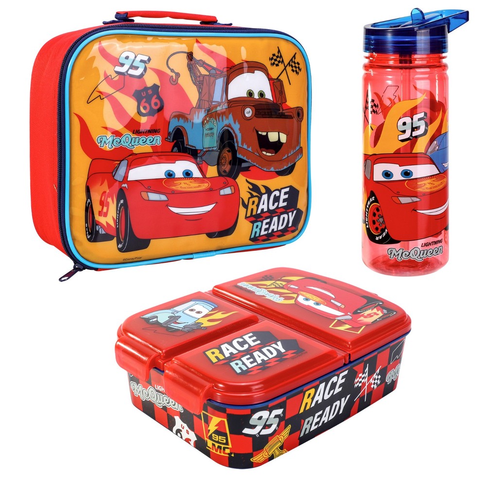 Cars Kids Lunch Box Set – Lunch Bag, Lunch Box and 580ml Water Bottle
