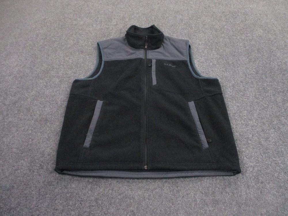 LL Bean Vest Jacket Adult L Black Fleece Hiking Outdoors Camping Work Mens