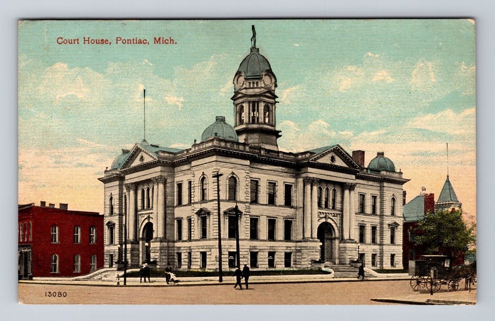 Pontiac MI-Michigan, Panoramic View Court House, Antique Vintage Postcard