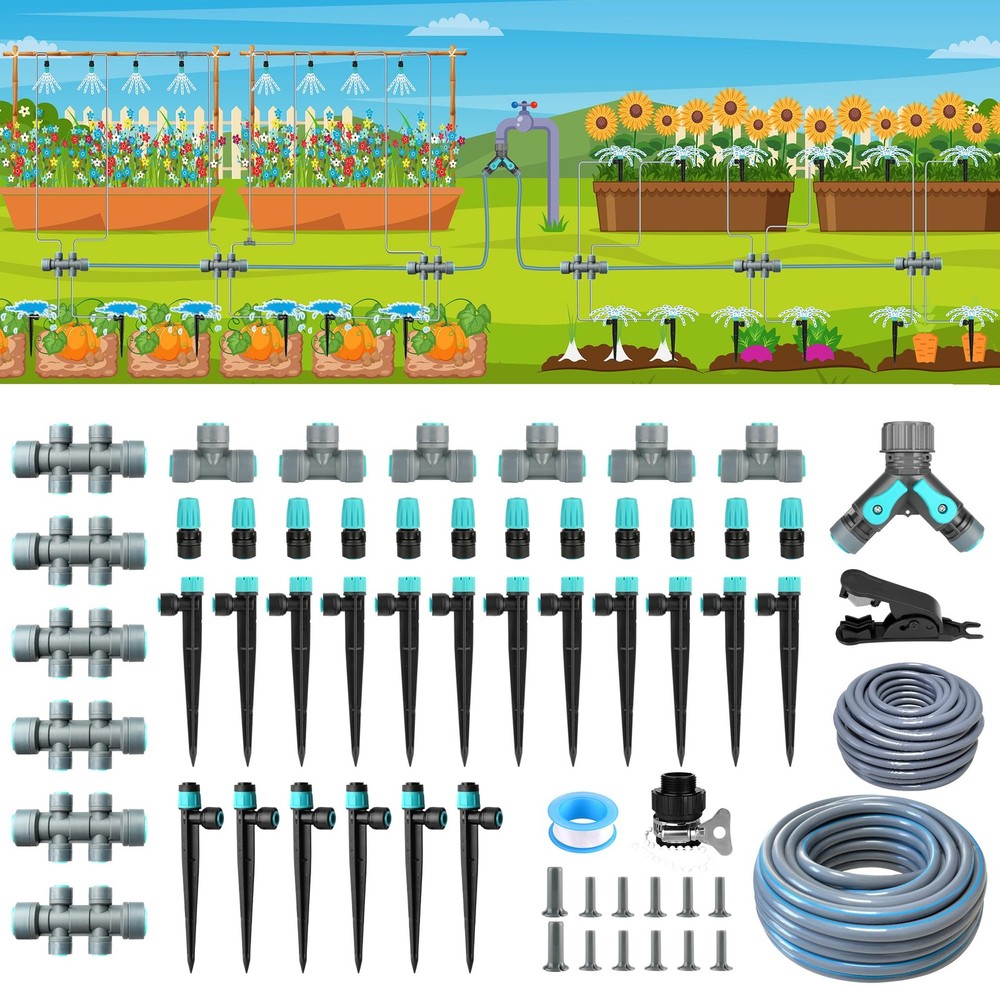 230FT Drip Irrigation System Kit with Quick-Connect System, Repeatable Assemb...