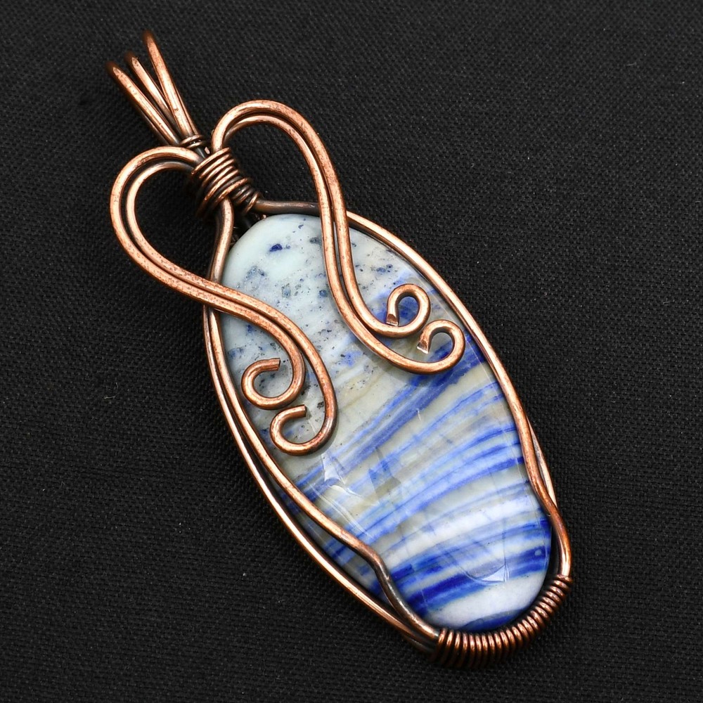 Dendrite Opal Gemstone Ethnic Copper Wire Pendant Jewelry 2.32