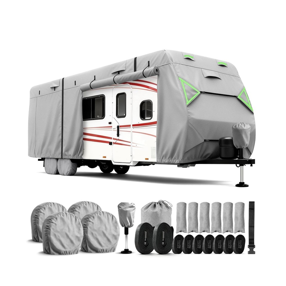 RV Cover, 7 Layers Waterproof Camper Cover with Tongue Jack Cover, Windproof ...