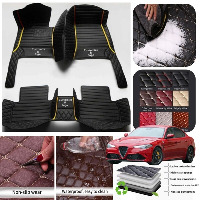 For Alfa Romeo Giulia Stelvio Anti-slip Car Floor Mats Waterproof Custom Carpets