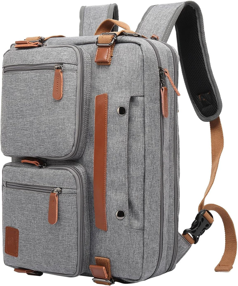 17.3 Inch Laptop Backpack Men 3-in-1 Work Bag Briefcase Grey