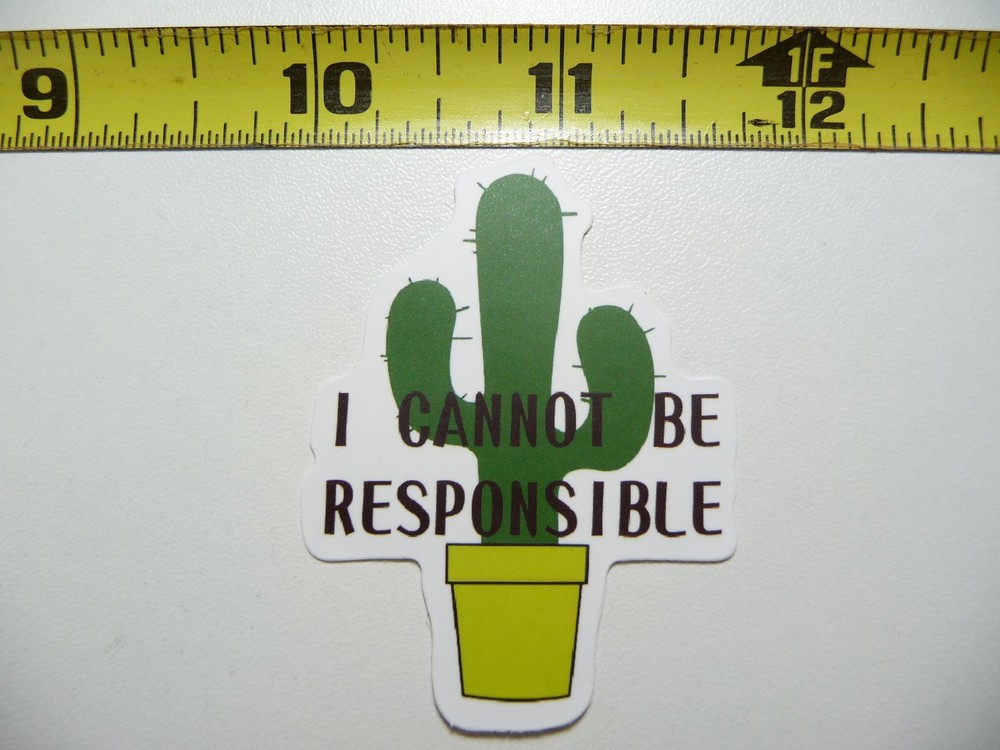 CACTUS I CANNOT BE RESPONSIBLE STICKER DECAL SARCASM SARCASTIC SAYING FUNNY