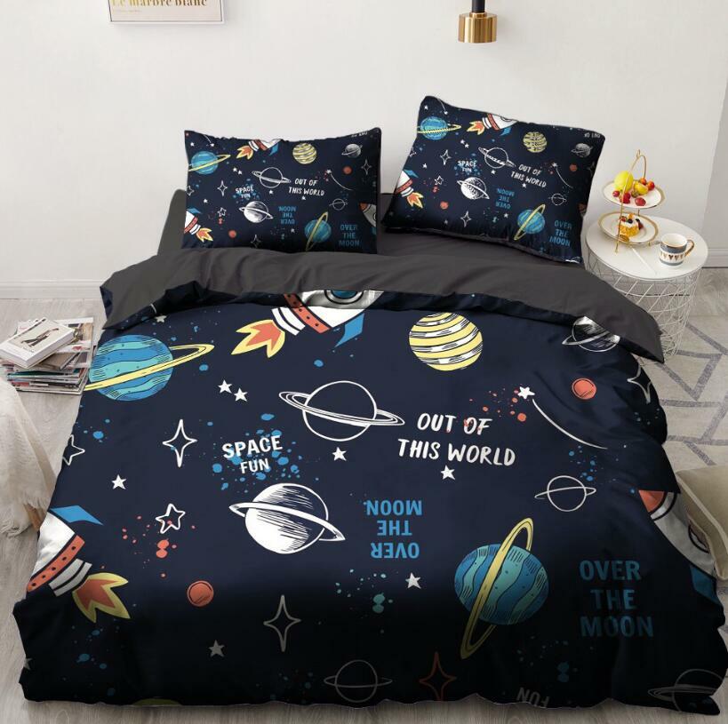 3D Planet Rocket NAO5894 Bed Pillowcases Quilt Duvet Cover Set Queen King Fay