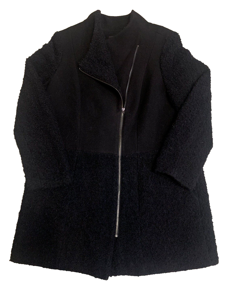 Alfani Long Coat Womens Medium Teddy Bear Fur Wool Blend Overcoat Winter Jacket