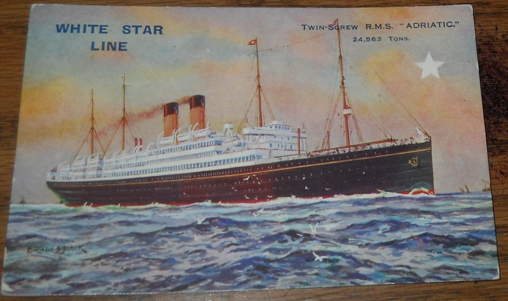 White Star Line Twin Screw RMS Adriatic Vintage Postcard T4