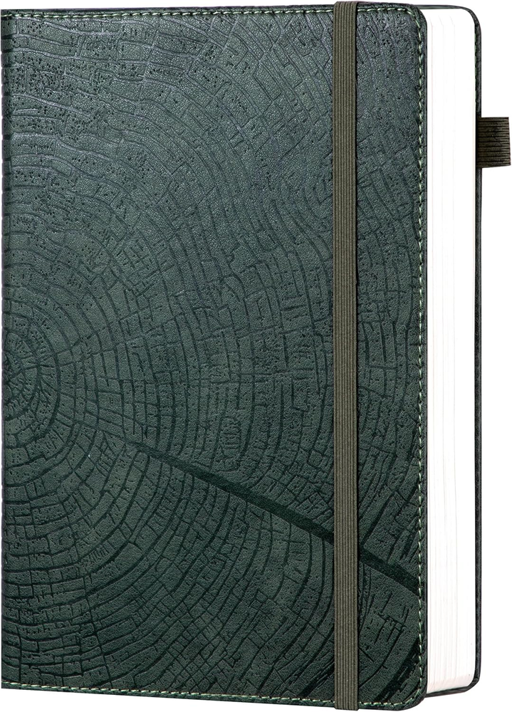 Lined Tree Growth Ring Leather Journal for Men – 256-Page Notebook  