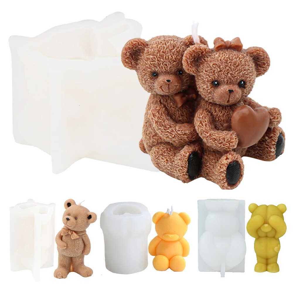 Bear Resin Mold Cartoon Bear Candle Molds for DIY Art Craft Bear Silicone Mold
