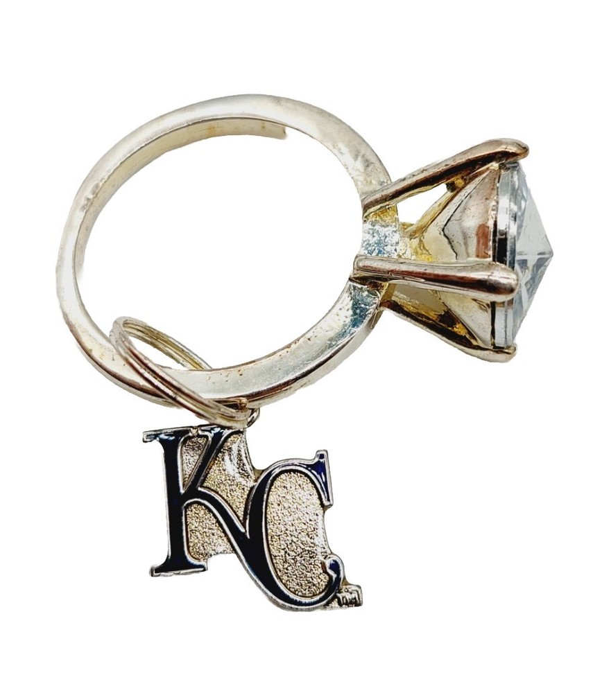 Kansas City Royals Charm Silver Tone Blue On Ring Keychain