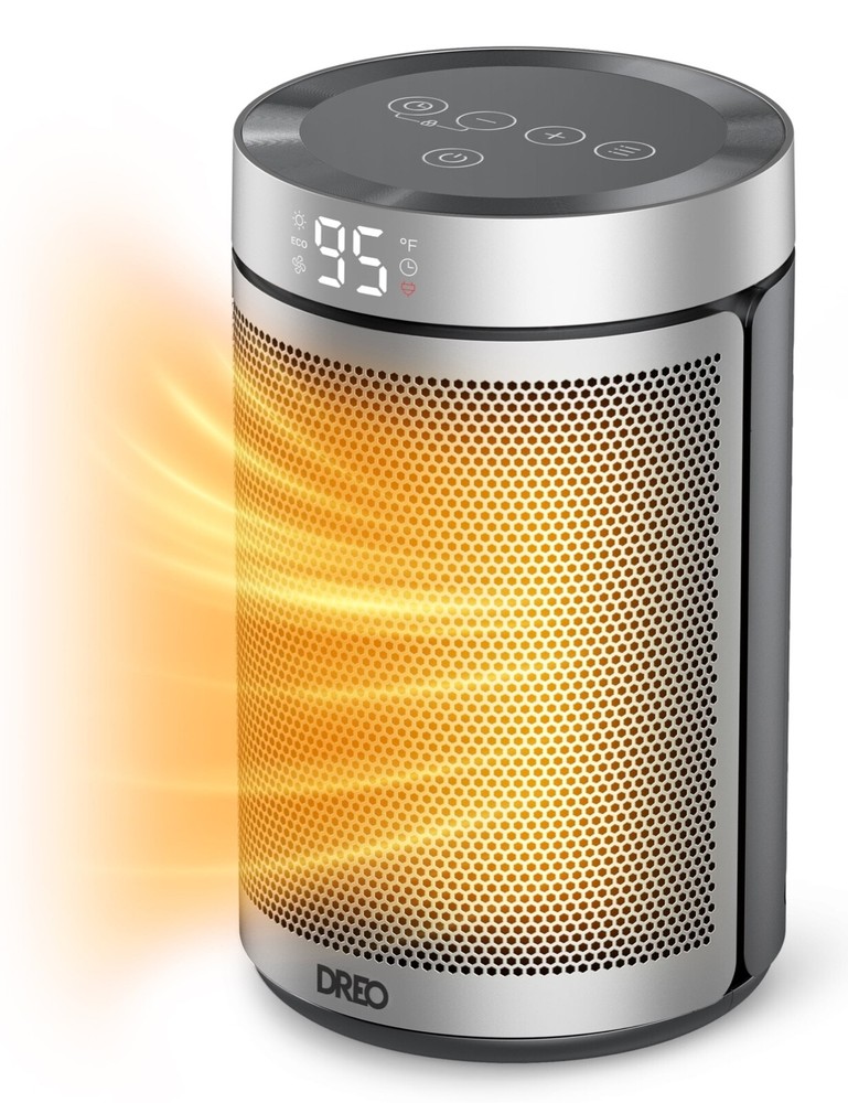 Portable Heater with Thermostat, 1-12H Timer, Eco Mode and Fan Mode, 1500W