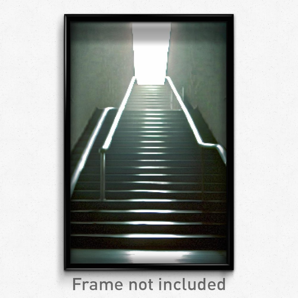 Pixel Art Poster - Colorless Stair (8 Bit Psychedelic Trippy Video Game Print)