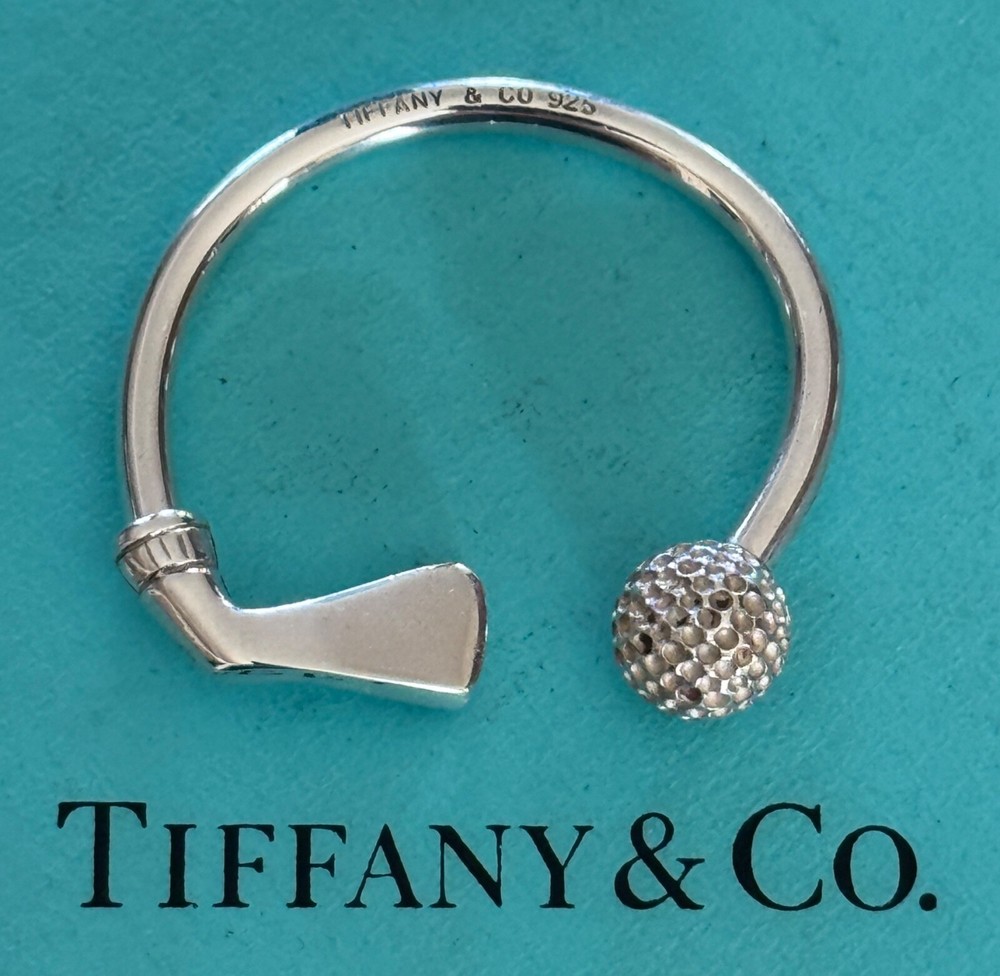 Tiffany & Co Sterling Silver 925 Golf Club & Ball Keyring  