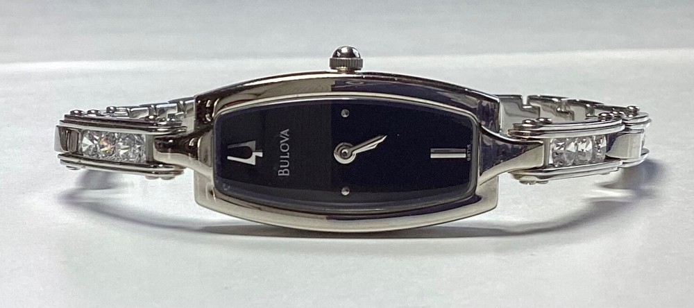 Bulova Women's Vintage Stainless Steel Bangle Watch with Crystals - 96T15