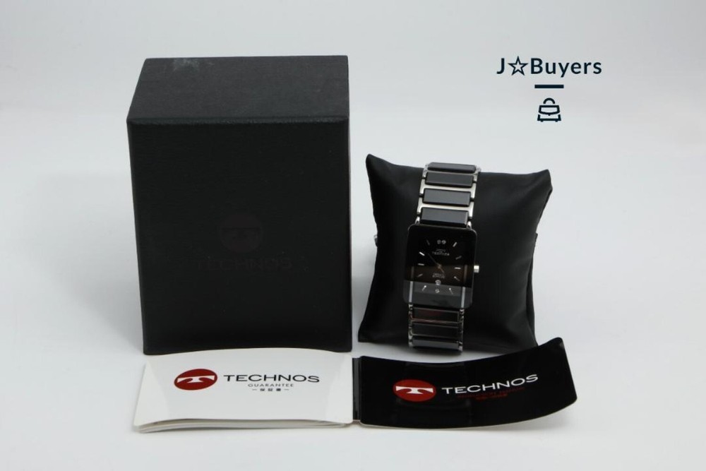 1872 TECHNOS Men's Watch with Box TSM903 Black Silver for Women used from Japan