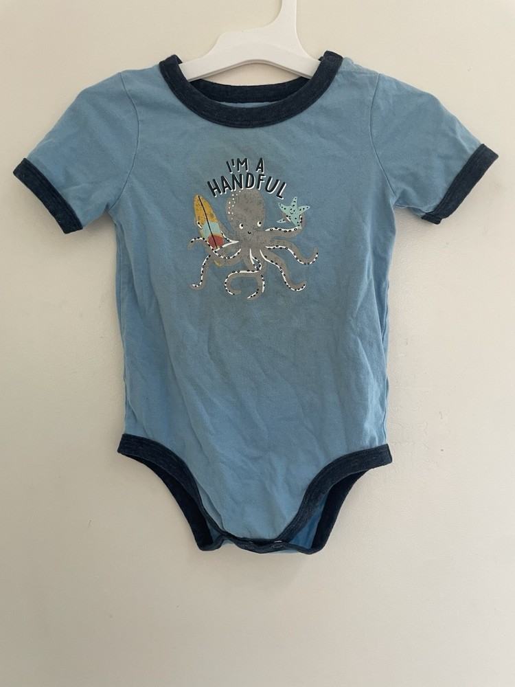 Garanimals Baby Boys Cute Octopus Graphic Cotton Short Sleeve Bodysuit Blue 24M