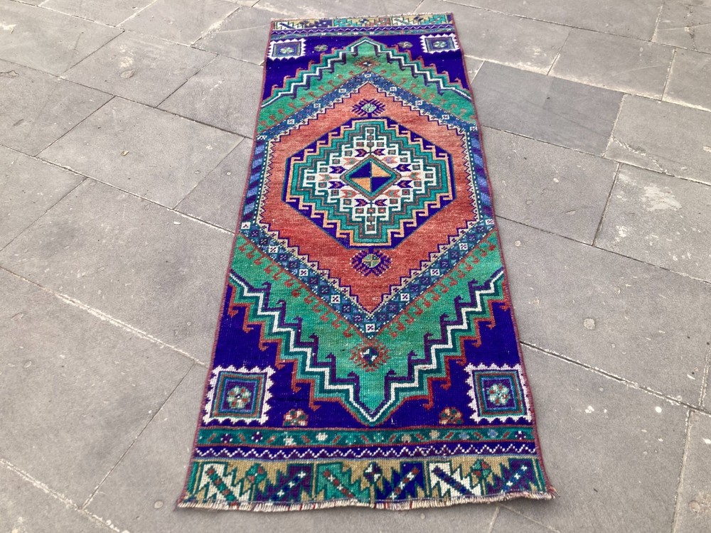 Vintage Turkish Antique Runner Rug for Stairs Traditional Design  