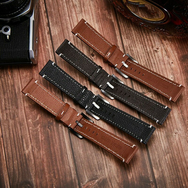 Double Sided Genuine Leather Watch Strap Band Brown Black Mens 18mm-22mm Classic