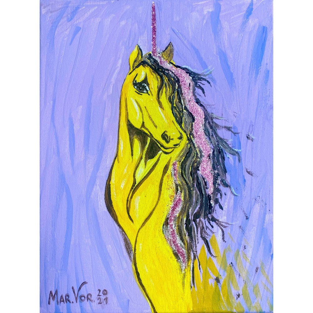 Unicorn Painting Horse Original Art Abstract Artwork Canvas Animal Paintings