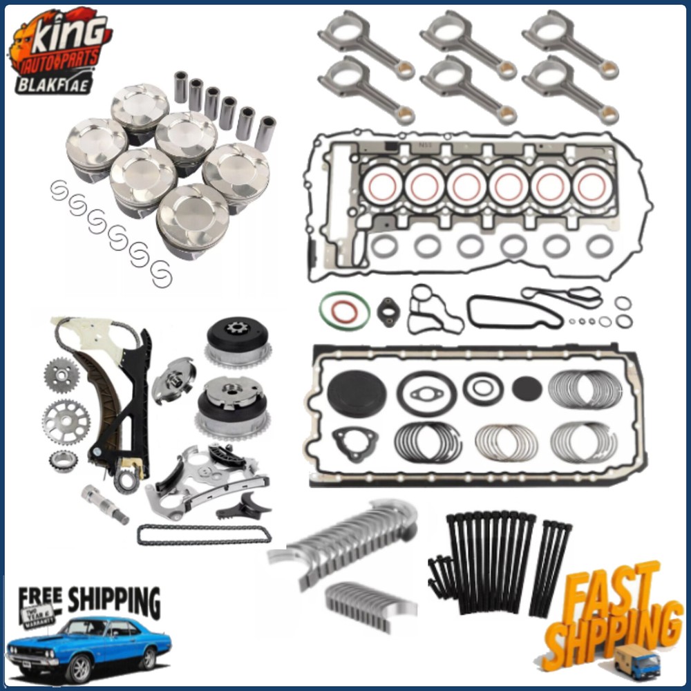 BMW N55 3.0L Head Gasket Timing Chain Piston Kit 335i 535i X3 X5 E90 2008-2019