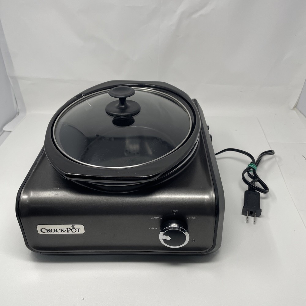 Crock Pot Hook-Up 3.5 Qt Oval Slow Cooker Connectable SCCPMD3-CH Black Tested
