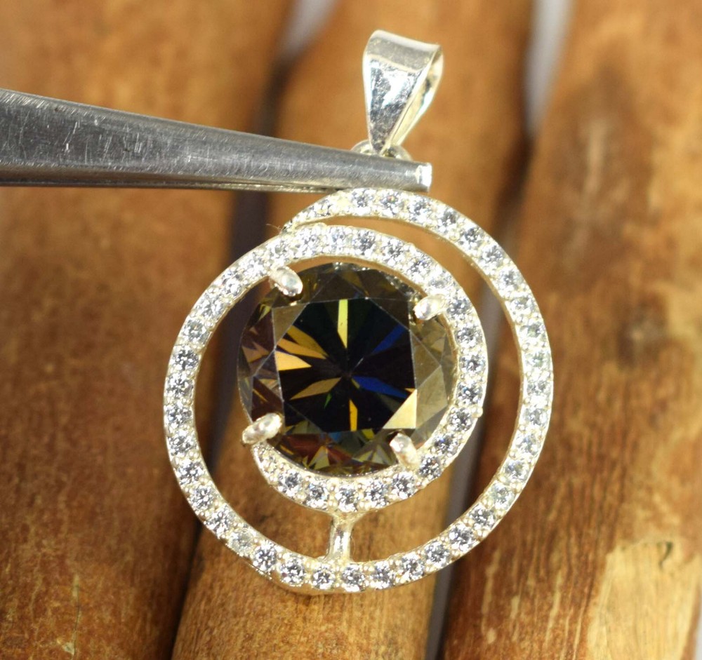 7.99 Ct Green Round Diamond Solitaire 12 x 12 mm Certified Latest Design Pendant