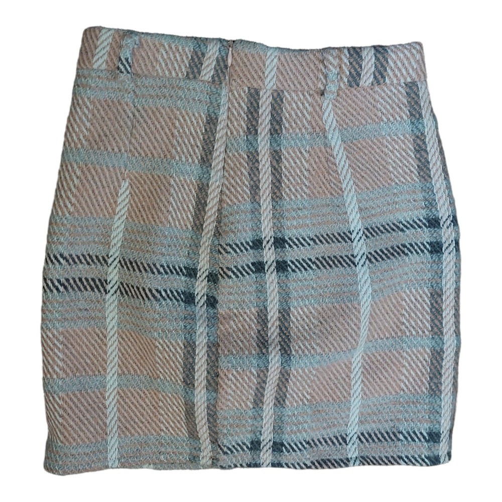 Plaid Pink White Zipper Skirt Size Small by Simplee