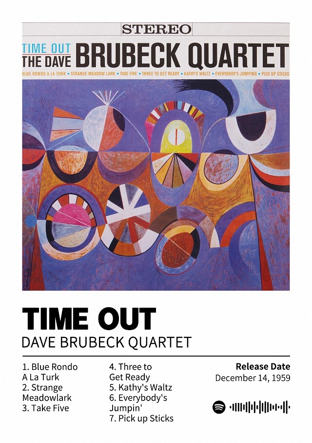 Time Out - DAVE BRUBECK QUARTET Album Poster 20x30