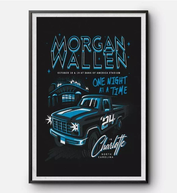 Morgan Wallen 2024 Tour Charlotte NC One Night At A Time Poster  