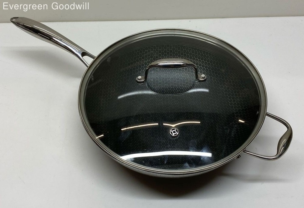 Hexclad 12-Inch Nonstick Wok Pan with Lid – Hybrid Stainless Steel