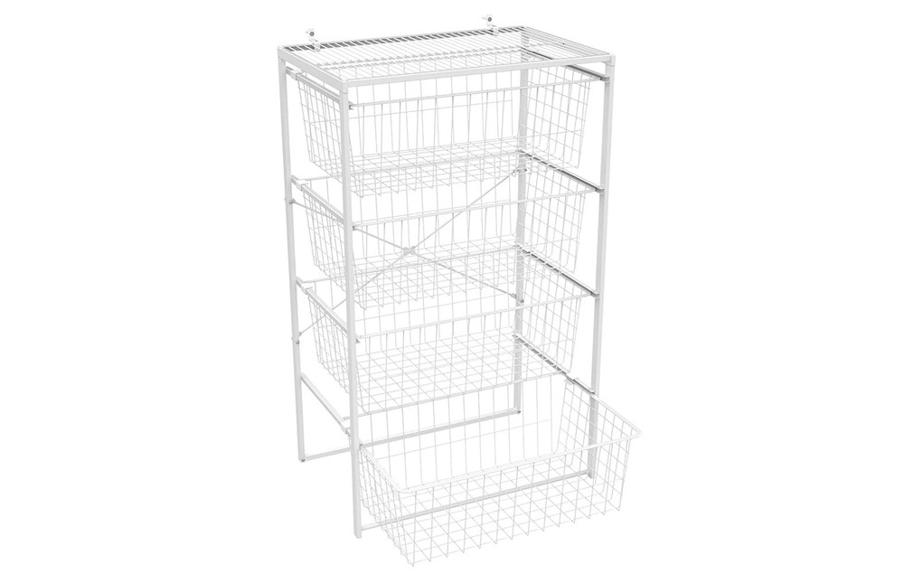 Wire Basket 4 Drawer Organizer Unit with Shelf for Pantry, Closet, Clothes, L...