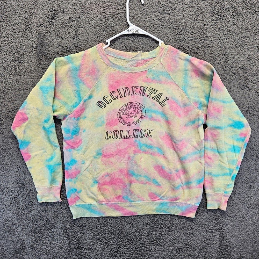 Vintage Occidental College Sweatshirt Adult Size L Multicolor Tie Dye Crewneck