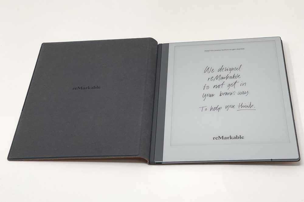 reMarkable 2 Paper Tablet Gray with Marker and Brown Book RM110 Very Good