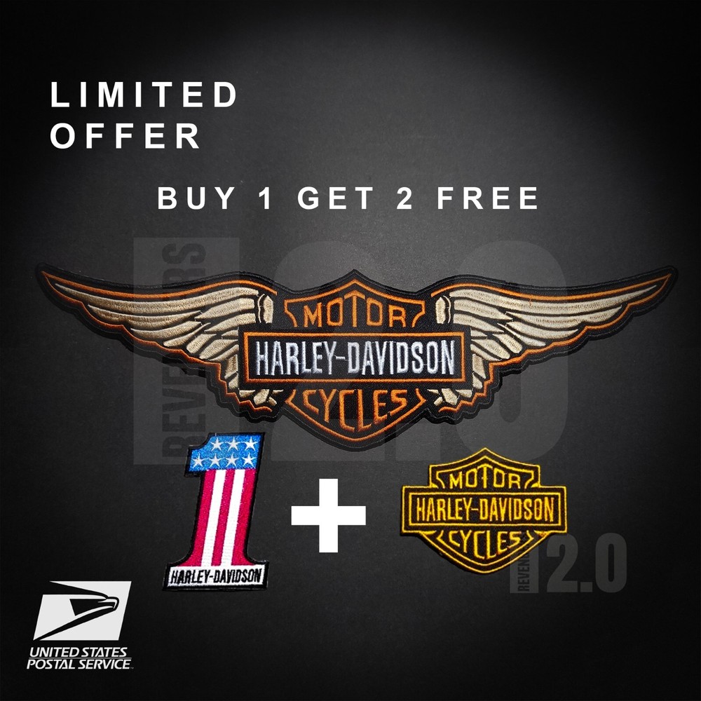 Harley Davidson Vintage Orange 15 Inch Wings Iron-On Sew-On Patch USA Ship