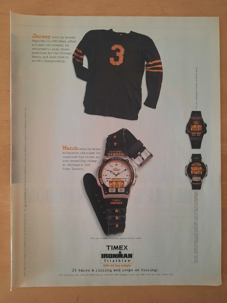 1997 Timex Ironman Triathlon Analog Digital Watch Vtg Print Ad Najurski Jersey
