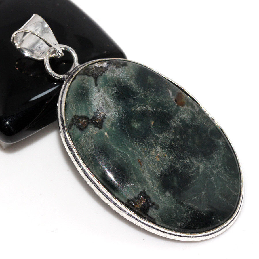 Ocean Jasper Handmade 925 Silver Plated Pendant 2 Inch Jewelry Gift JW