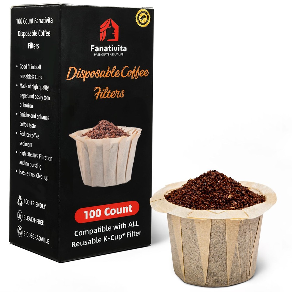 100-Count Disposable K-Cup Coffee Filters for Keurig Single-Serve Brewers