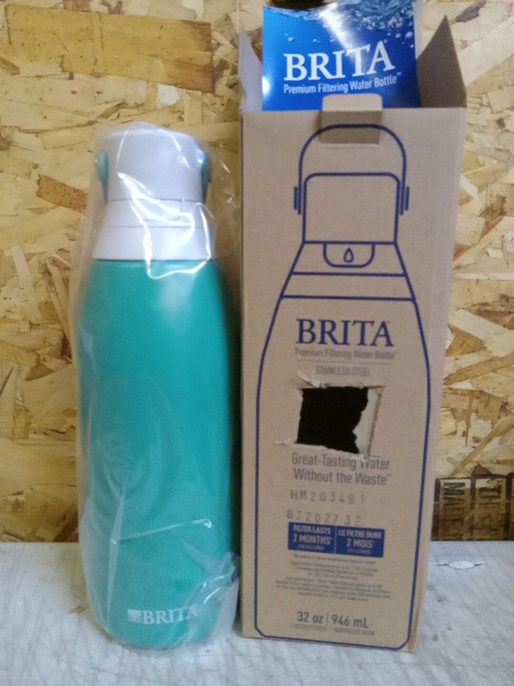Brita Stainless Steel Water Filter Bottle, 32 Ounce, Turquoise New