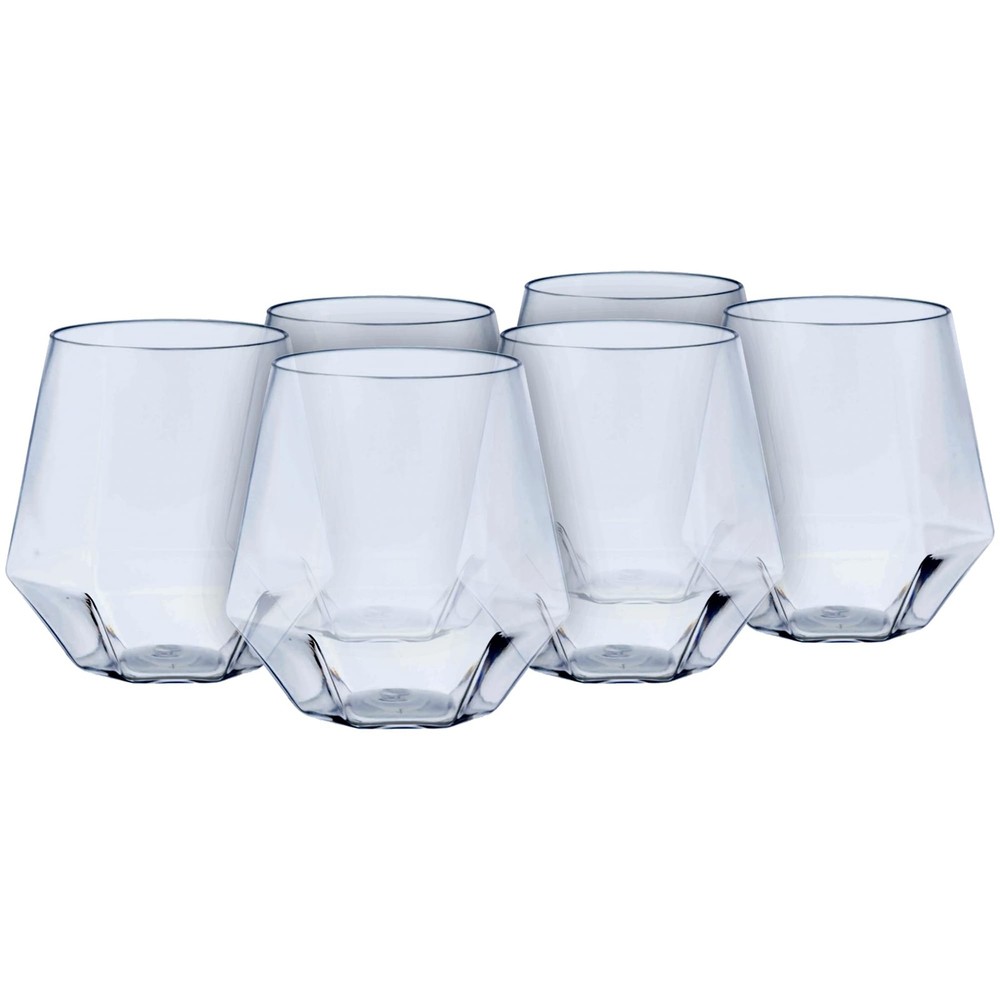 Luxury Diamond-Cut 12 oz Stemless Wine Glasses Set of 6 - Crystal Clear Elegance