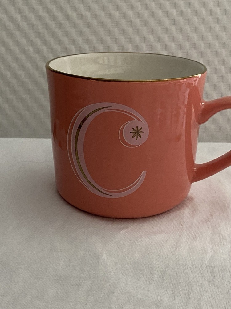 Opal house Mug Cup Peach  Pink Monogram Initial C