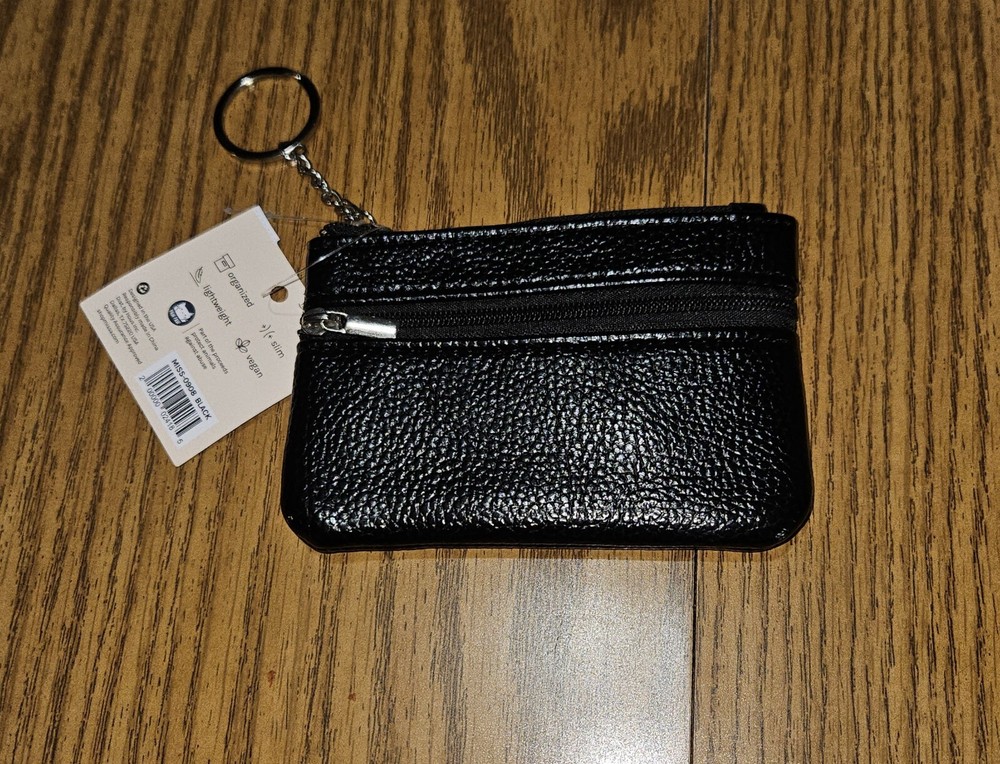 Vegan Leather Black Keychain Coin Purse Brand New With Tags  